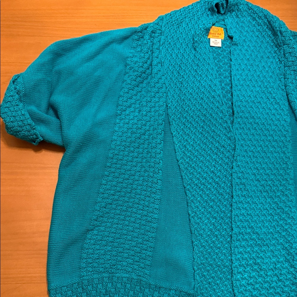 Ruby Rd.‎ Teal Textured Blouse - Picture 3 of 6